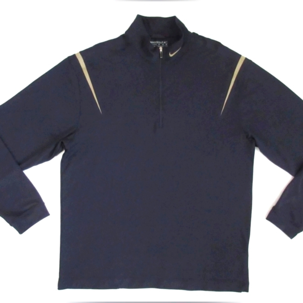 Nike Golf 1/4 Zip Fit Dry Long Sleeve Pullover Navy/Gold Mens Size XL